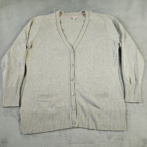 Isaac Mizrahi Live Cardigan Womens XL Gray Button Up Duster V-neck Pockets